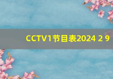 CCTV1节目表2024 2 9